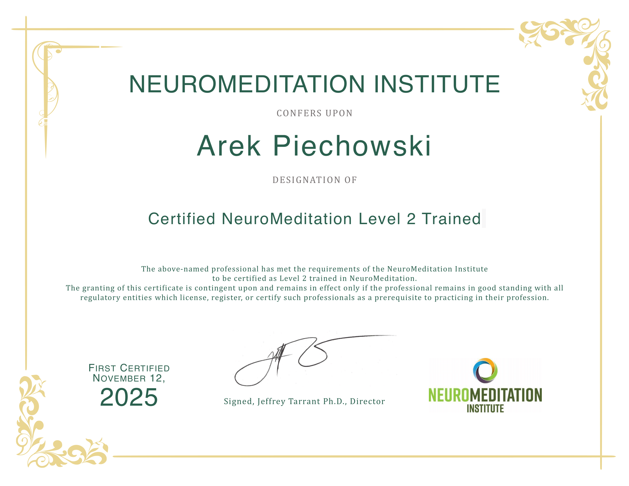 Arek Piechowski certificate NMI-2-1.png